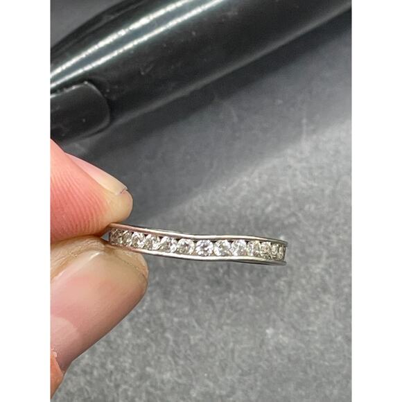 Vtg IBB CN 925 Sterling Silver Cubic Zirconia Eternity Band Ring Size 8 2.21g - Picture 10 of 10